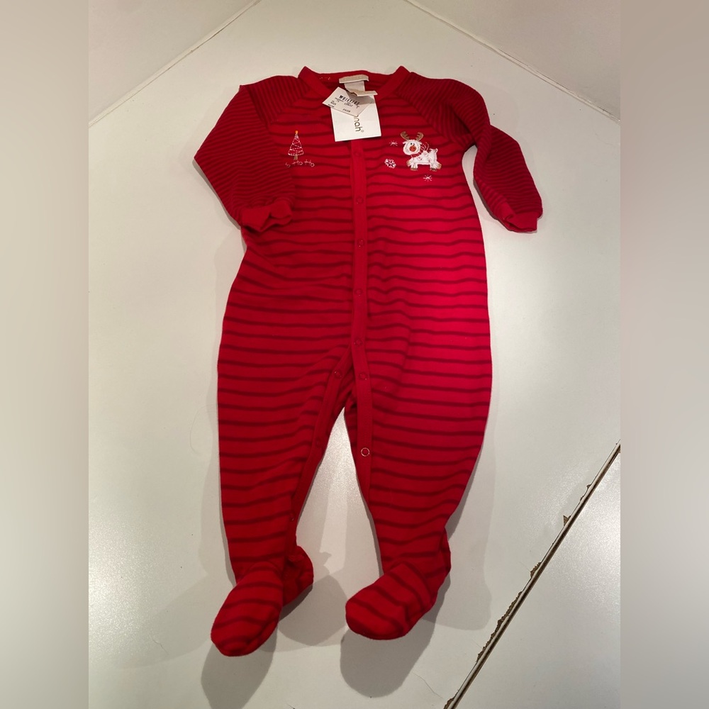 2 for $10 - NWT Onsie Christmas Savannah Red Striped Kids Footie